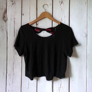 🤑 10/$100 Material Girl black short sleeve rose bow top tee M